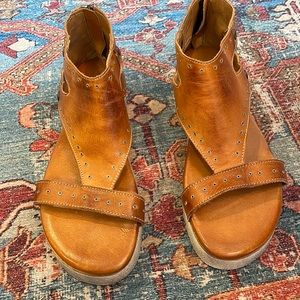 Bed Stu Tan Leather Platform Sandals